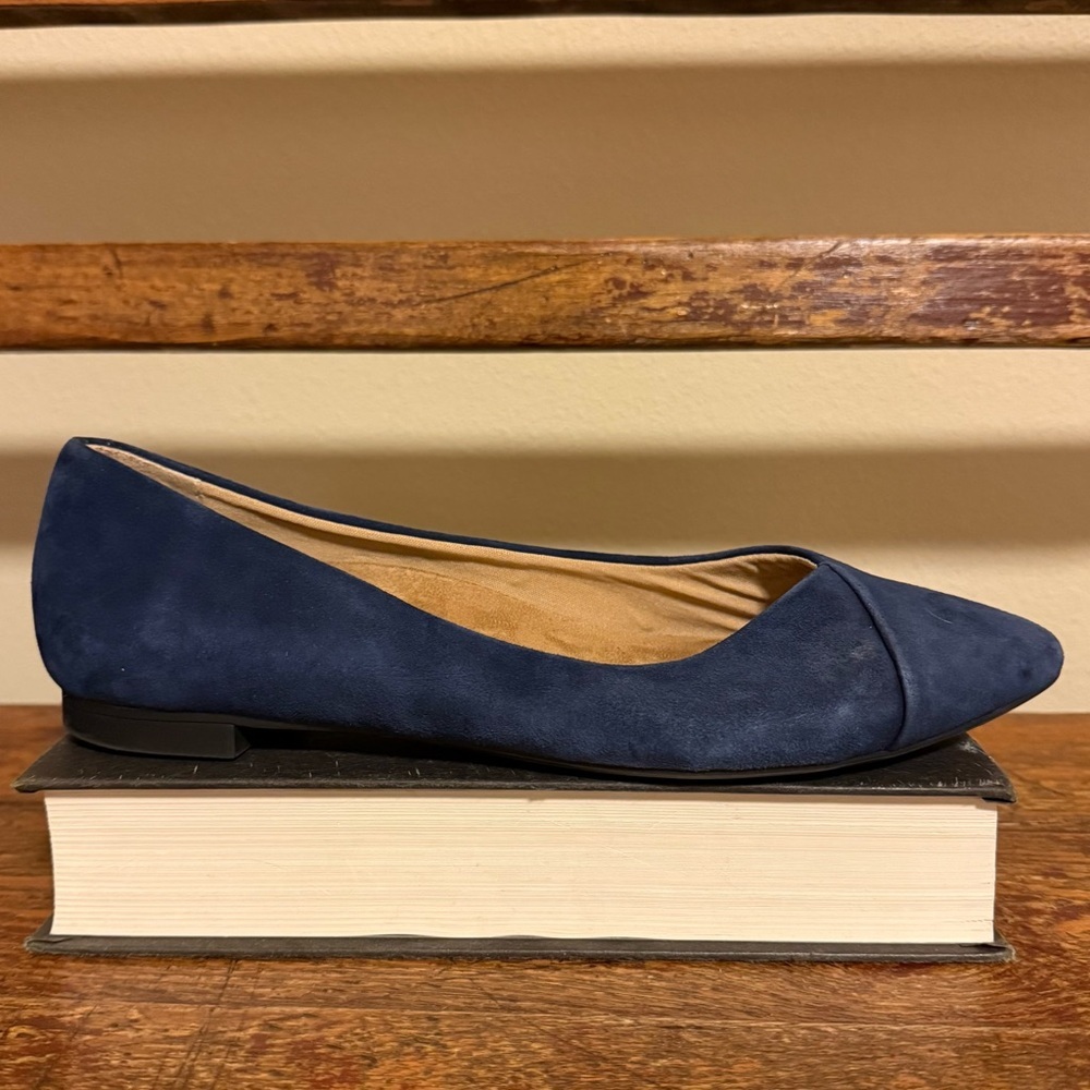 Vionic Navy Blue Suede Pointed Toe Flats - Picture 6 of 12